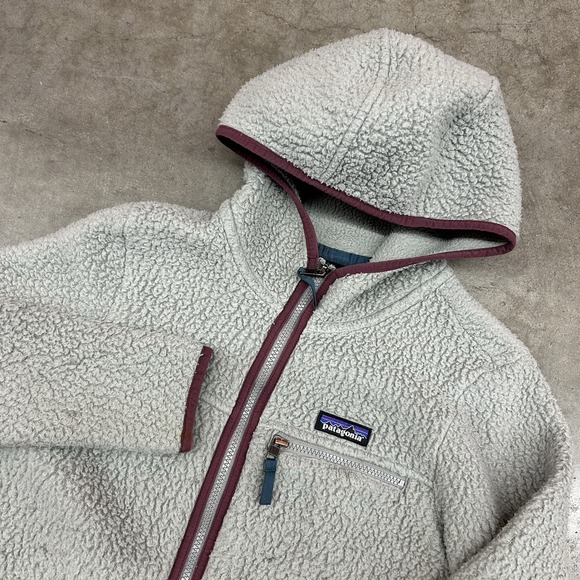 Patagonia Tops - Patagonia Retro Pile Fleece Hoodie Grey Full Zip Womens Small